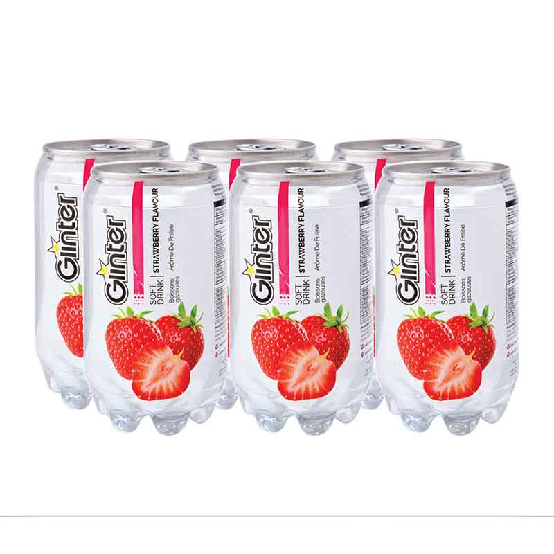 Glinter Sparkling Soft Drink Strawberry Flavour 350 ml x 6 Cans