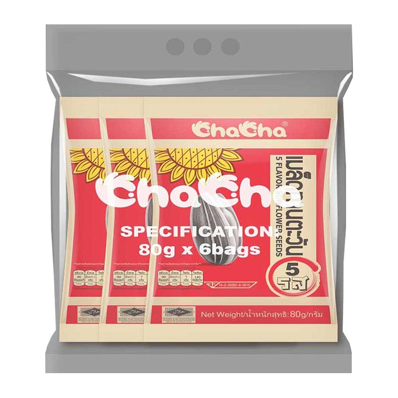Cha Cha Sunflower Seeds 5 Flavors 80g x 6 bags Makroclick